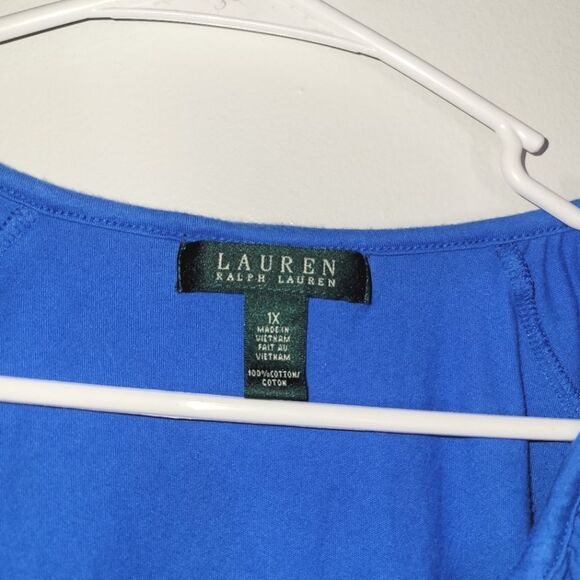 Lauren Ralph Lauren Blue Peasant Top 1X - Picture 3 of 11